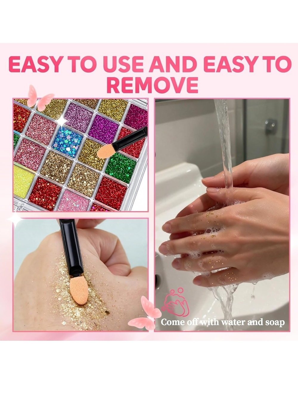 Face Body Glitter Gel,40 Colors Glitter Makeup with 6 Face Gem Sticker Sheets - Picture 4 of 8